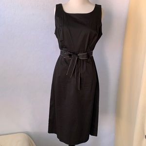 Sleeveless Black Waist Tie Fitted Dress Studio I